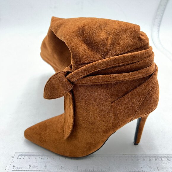FSJ Women Elegant Pointed Closed Toe Knee High Long Boot Pull On Mid Heels Boot - Picture 2 of 8
